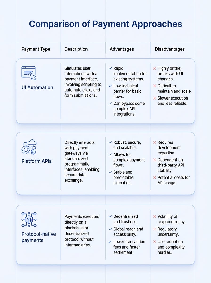 Agentic payment approaches